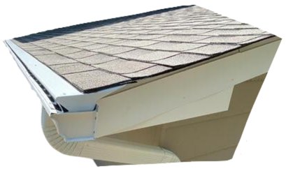 Curve-forward gutter guard on a roof edge